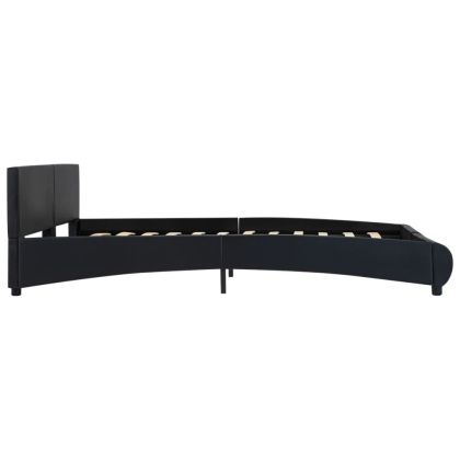 Рамка за легло с LED, черна, изкуствена кожа, 180x200 cм