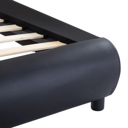 Рамка за легло с LED, черна, изкуствена кожа, 180x200 cм