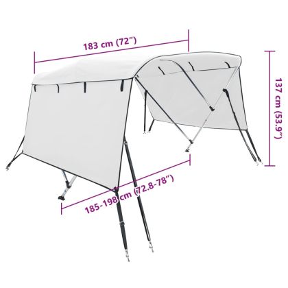 Тента за лодка с 3 дъги странични стени 183x(185-198)x137 см