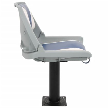 Сгъваема седалка за лодка от 4 части синьо и бяло 48x51x41 см