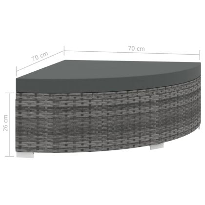 Градински комплект с възглавници, 6 части, полиратан, сив