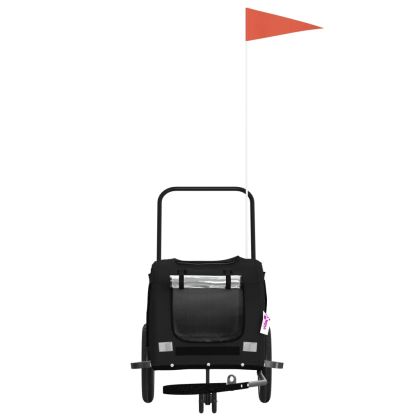 Ремарке за колело за любимци черно Оксфорд плат и желязо