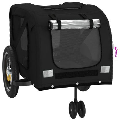 Ремарке за колело за любимци черно Оксфорд плат и желязо