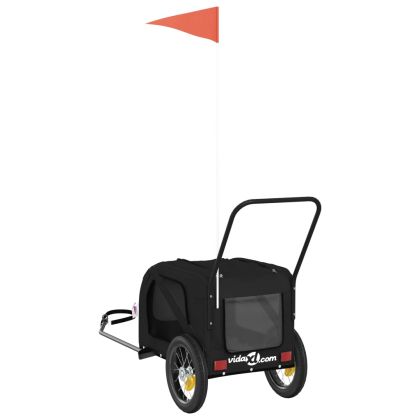 Ремарке за колело за любимци черно Оксфорд плат и желязо