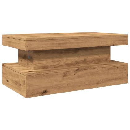 Маса за кафе с LED осветление, дъб артизан, 90x50x40 см