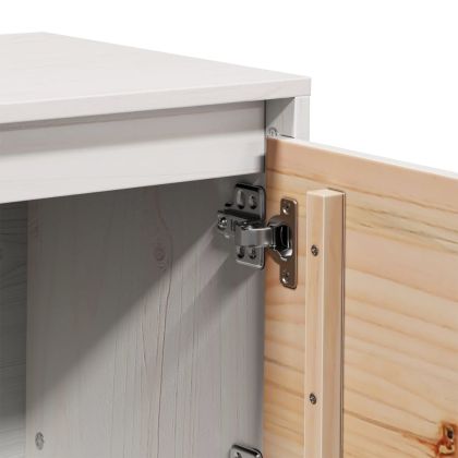 ТВ шкаф, бял, 156x37x45 см, бор масив