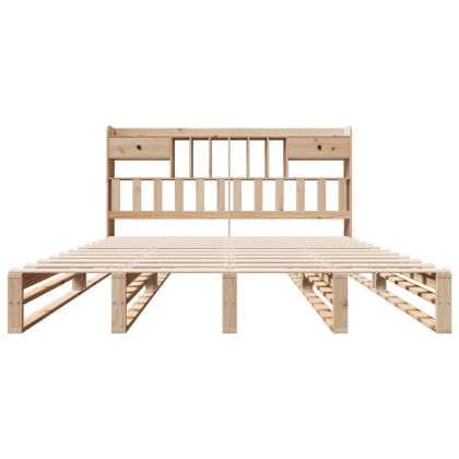 Легло с етажерка за книги, без матрак, 180x200 см, бор масив