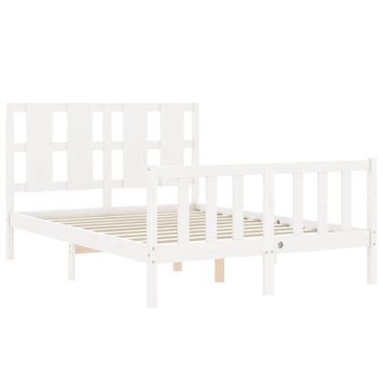 Рамка за легло без матрак, бял, 140x190 см, бор масив