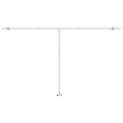 Ръчно прибиращ се сенник с LED, 500x350 см, жълто и бяло