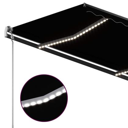 Ръчно прибиращ се сенник с LED, 3,5x2,5 м, антрацит