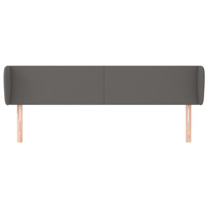 Горна табла с уши, сива, 203x23x78/88 см, изкуствена кожа