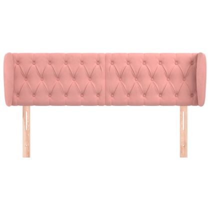 Горна табла за легло, розова, 163x23x78/88 см, кадифе