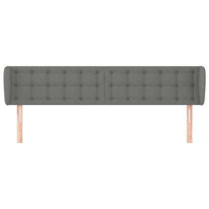 Горна табла за легло с уши, тъмносива, 163x23x78/88 см, плат