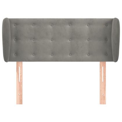 Горна табла за легло с уши, светлосива, 103x23x78/88 см, кадифе