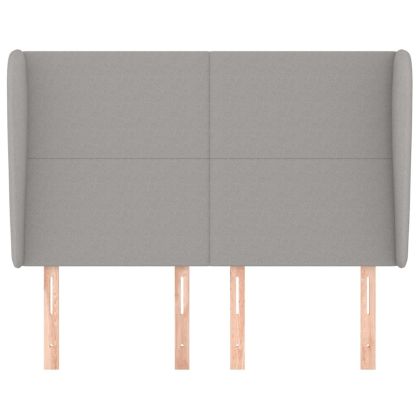 Горна табла за легло с уши, светлосива, 147x23x118/128 см, плат