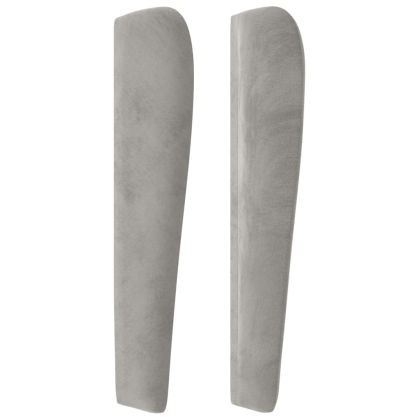 Горна табла за легло с уши,светлосива, 203x23x118/128 см кадифе