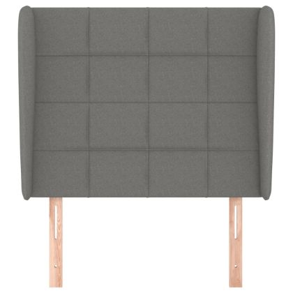 Горна табла за легло с уши, тъмносива, 93x23x118/128 см, плат