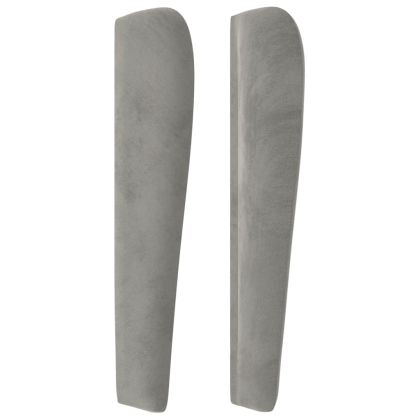 Горна табла за легло с уши, светлосива,103x23x118/128 см кадифе