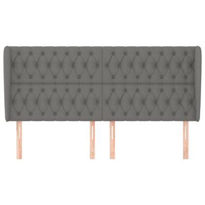 Горна табла за легло с уши, тъмносива, 183x23x118/128 см, плат