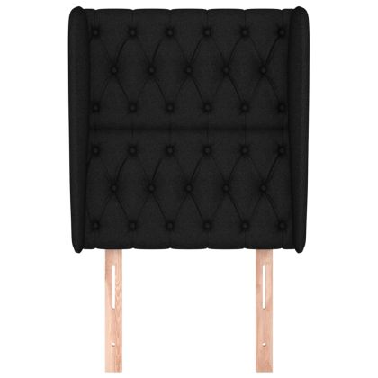 Горна табла за легло с уши, черна, 83x23x118/128 см, плат