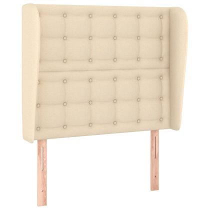 Горна табла за легло с уши, кремава, 103x23x118/128 см, плат