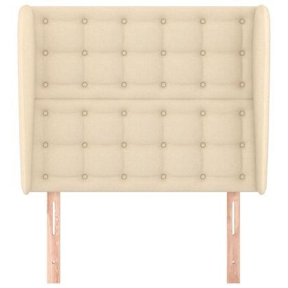 Горна табла за легло с уши, кремава, 103x23x118/128 см, плат