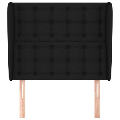 Горна табла за легло с уши, черна, 83x23x118/128 см, плат