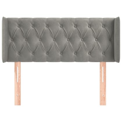 Горна табла за легло с уши, светлосива,93x16x78/88 см, кадифе