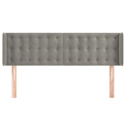 Горна табла за легло с уши, светлосива, 147x16x78/88 см, кадифе