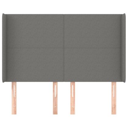 Горна табла за легло с уши, тъмносива, 147x16x118/128 см, плат