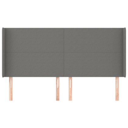 Горна табла за легло с уши, тъмносива, 183x16x118/128 см, плат