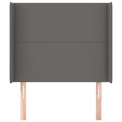 Горна табла с уши, сива, 83x16x118/128 см, изкуствена кожа