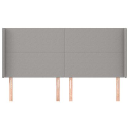 Горна табла за легло с уши, светлосива, 203x16x118/128 см, плат