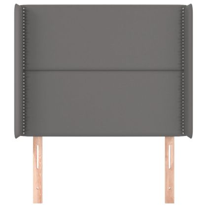 Горна табла с уши, сива, 103x16x118/128 см, изкуствена кожа