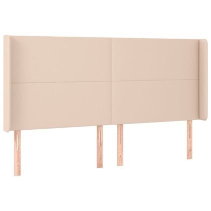 Горна табла с уши, капучино, 203x16x118/128 см, изкуствена кожа