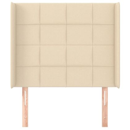 Горна табла за легло с уши, кремава, 103x16x118/128 см, плат