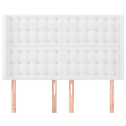 Горна табла с уши, бяла, 147x16x118/128 см, изкуствена кожа