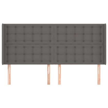 Горна табла с уши, сива, 203x16x118/128 см, изкуствена кожа