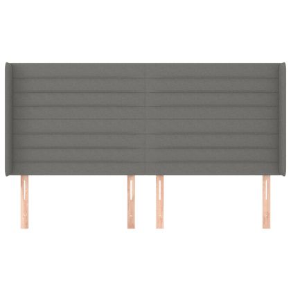 Горна табла за легло с уши, тъмносива, 203x16x118/128 см, плат