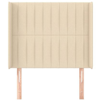 Горна табла за легло с уши, кремава, 83x16x118/128 см, плат