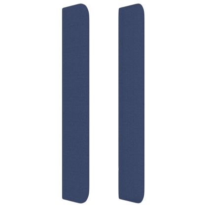 Горна табла за легло с уши, синя, 163x16x118/128 см, плат