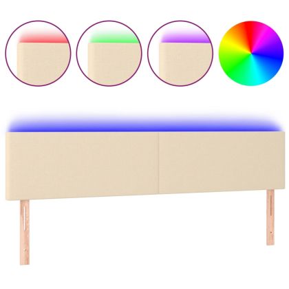 LED горна табла за легло, кремава, 200x5x78/88 см, плат