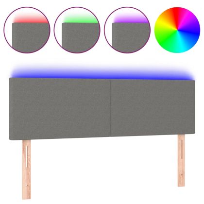 LED горна табла за легло, тъмносива, 144x5x78/88 см, плат