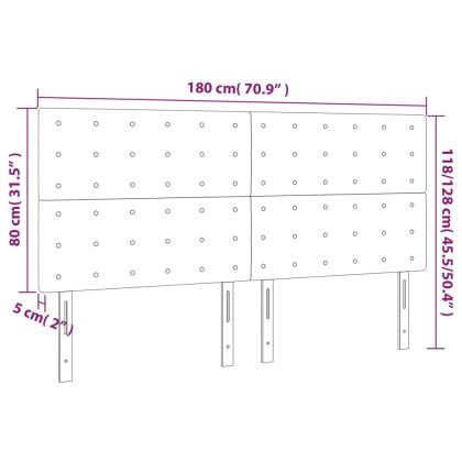 LED горна табла за легло, бяла, 180x5x118/128см изкуствена кожа