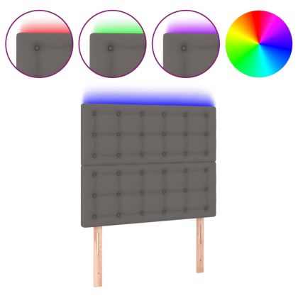 LED горна табла за легло,сива,100x5x118/128 см, изкуствена кожа