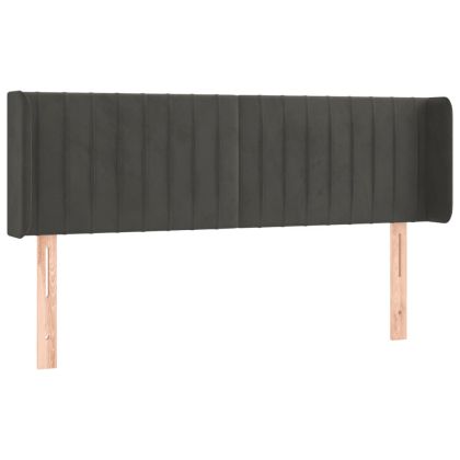 LED горна табла за легло, тъмносива, 147x16x78/88 см, кадифе