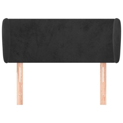 Горна табла за легло с уши, черна, 103x23x78/88 см, кадифе