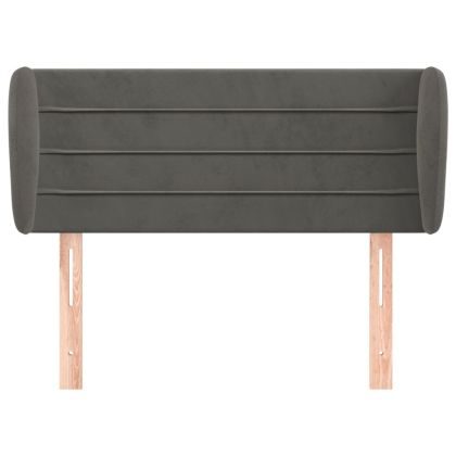 Горна табла за легло с уши, тъмносива, 103x23x78/88 см, кадифе