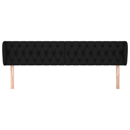 Горна табла за легло с уши, черна, 183x23x78/88 см, плат