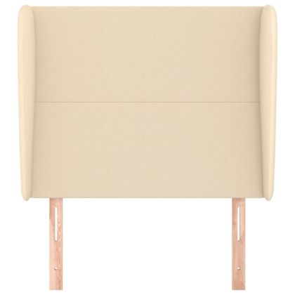 Горна табла за легло с уши, кремава, 83x23x118/128 см, плат